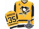 Mens CCM Pittsburgh Penguins #35 Tom Barrasso Premier Yellow Throwback 2017 Stanley Cup Champions NHL Jersey