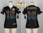 Women Nike Broncos #18 Peyton Manning Black Super Bowl 50 NFL Fashion Jersey