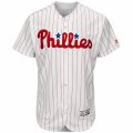 Men Philadelphia Phillies Majestic Home Blank White Scarlet Flex Base Authentic Collection Team Jersey