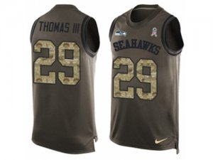 Mens Nike Seattle Seahawks #29 Earl Thomas III Limited Green Salute to Service Tank Top NFL Jersey