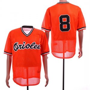 Orioles #8 Cal Ripken Jr Orange Mesh Throwback Jersey