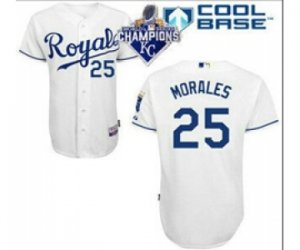 2015 World series champions Mlb Kansas City Royals #25 Kendrys Morales white jerseys