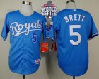 Kansas City Royals #5 George Brett Light Blue Alternate Cool Base W 2015 World Series Patch Stitched MLB Jersey