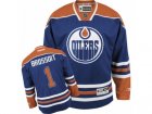 Mens Reebok Edmonton Oilers #1 Laurent Brossoit Authentic Royal Blue Home NHL Jersey