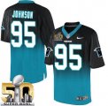 Nike Carolina Panthers #95 Charles Johnson BlackBlue Super Bowl 50 Men Stitched NFL Elite Fadeaway Fashion Jersey