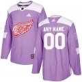 Mens Detroit Red Wings Purple Adidas Hockey Fights Cancer Custom Practice Jersey