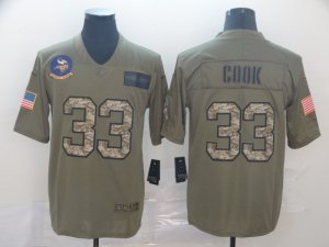 Nike Vikings #33 Dalvin Cook 2019 Olive Camo Salute To Service Limited Jersey