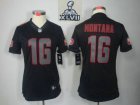 2013 Super Bowl XLVII Women NEW NFL San Francisco 49ers 16 joe Montana Black Jerseys(Impact Limited)