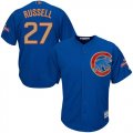 Chicago Cubs #27 Addison Russell Blue World Series Champions Gold Program Cool Base Jersey