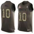 Mens Nike Kansas City Chiefs #10 Tyreek Hill Limited Green Salute to Service Tank Top NFL Jersey