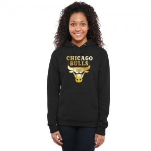 Womens Chicago Bulls Gold Collection Pullover Hoodie Black