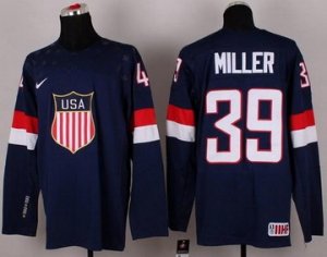 2014 Olympic Team USA #39 Ryan Miller Navy Blue Stitched NHL Jersey