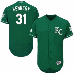 Men\'s Majestic Kansas City Royals #31 Ian Kennedy Green Celtic Flexbase Authentic Collection MLB Jersey