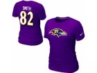 Women Nike Baltimore Ravens #82 Smith Name & Number T-Shirt Purple