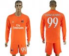 AC Milan #99 Donnarumma Orange Goalkeeper Long Sleeves Soccer Club Jersey