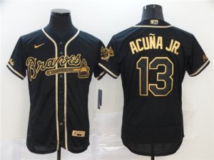 Braves #13 Ronald Acuna Jr. Black Gold 2020 Nike Flexbase Jersey