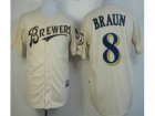 MLB Milwaukee Brewers #8 Ryan Braun Cream Jersey