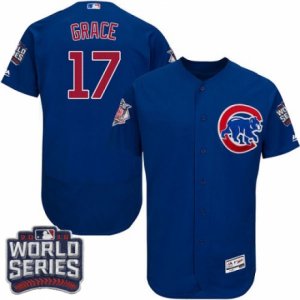 Men\'s Majestic Chicago Cubs #17 Mark Grace Royal Blue 2016 World Series Bound Flexbase Authentic Collection MLB Jersey