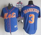 New York Mets #3 Curtis Granderson Blue Alternate Home New Cool Base W 2015 World Series Patch Stitched MLB Jersey