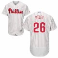 Men's Majestic Philadelphia Phillies #26 Chase Utley White Red Strip Flexbase Authentic Collection MLB Jersey