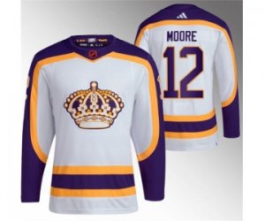 Men\'s Los Angeles Kings #12 Trevor Moore White 2022 Reverse Retro Stitched Jersey