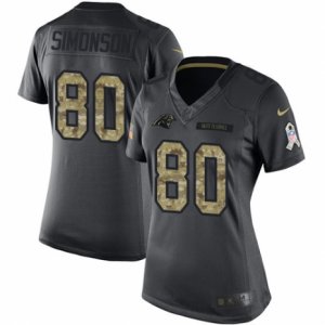 Womens Nike Carolina Panthers #80 Scott Simonson Limited Black 2016 Salute to Service NFL Jersey
