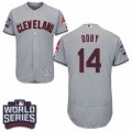 Mens Majestic Cleveland Indians #14 Larry Doby Grey 2016 World Series Bound Flexbase Authentic Collection MLB Jersey