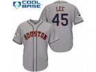 Houston Astros #45 Carlos Lee Replica Grey Road 2017 World Series Bound Cool Base MLB Jersey