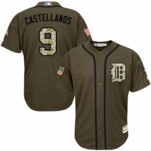 Men\'s Majestic Detroit Tigers #9 Nick Castellanos Replica Green Salute to Service MLB Jersey
