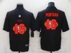Nike 49ers #16 Joe Montana Black Shadow Logo Limited Jersey