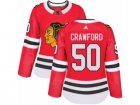Womens Adidas Chicago Blackhawks #50 Corey Crawford Authentic Red Home NHL Jersey