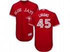 Mens Majestic Toronto Blue Jays #45 Francisco Liriano Red Flexbase Authentic Collection Canada Day MLB Jersey