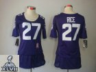 2013 Super Bowl XLVII Women NEW NFL Baltimore Ravens #27 Ray Rice Elite breast Cancer Awareness Purple Jerseys