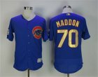 Chicago Cubs #70 Joe Maddon Blue World Series Champions Gold Program Flexbase Jersey