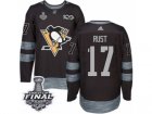 Mens Adidas Pittsburgh Penguins #17 Bryan Rust Premier Black 1917-2017 100th Anniversary 2017 Stanley Cup Final NHL Jersey