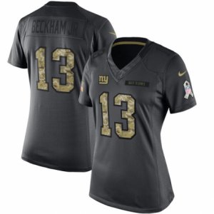 Women\'s Nike New York Giants #13 Odell Beckham Jr Limited Black 2016 Salute to Service NFL Jersey