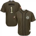 Texas Rangers #1 Elvis Andrus Green Salute to Service Stitched Baseball Jersey