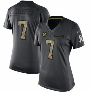 Women\'s Nike Pittsburgh Steelers #7 Ben Roethlisberger Limited Black 2016 Salute to Service NFL Jersey