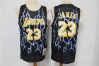 Lakers #23 Lebron James Black Hardwood Classics Lightning Limited Edition Jersey
