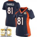 Women Nike Broncos #81 Owen Daniels Blue Alternate Super Bowl 50 Stitched Jersey