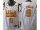 Olympic USA #9 Jordan White Basketball Jersey Yellow Number