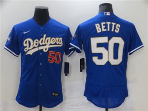 Dodgers #50 Mookie Betts Royal Nike 2021 Gold Program Flexbase Jersey