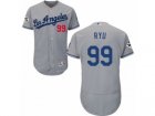 Los Angeles Dodgers #99 Hyun-Jin Ryu Authentic Grey Road 2017 World Series Bound Flex Base MLB Jersey