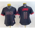 Women's Cincinnati Reds #11 Barry Larkin Black 2023 City Connect Cool Base Stitched Jersey