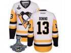 Mens Reebok Pittsburgh Penguins #13 Nick Bonino Premier White Away 2017 Stanley Cup Champions NHL Jersey