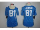 Nike Women Detroit Lions #81 Calvin Johnson blue Jerseys[breast Cancer Awareness]