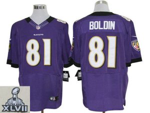 2013 Super Bowl XLVII NEW Baltimore Ravens 81 Anquan Boldin Purple Jerseys (Elite)