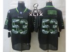 2015 Super Bowl XLIX Nike Seattle Seahawks #53 Smith Black Jerseys(Lights Out Stitched Elite)