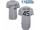 Mens Majestic Chicago White Sox #45 Derek Holland Replica Grey Road Cool Base MLB Jersey