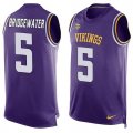 Nike Minnesota Vikings #5 Teddy Bridgewater Purple Team Color Men Stitched NFL Limited Tank Top Jersey